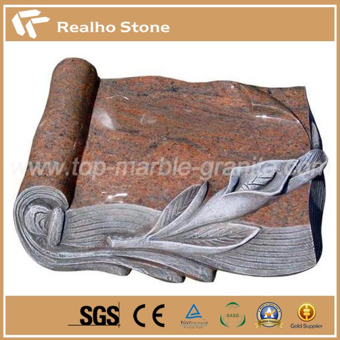 Opened Book Granite Flat Headstone Grave Markers For Cemetery