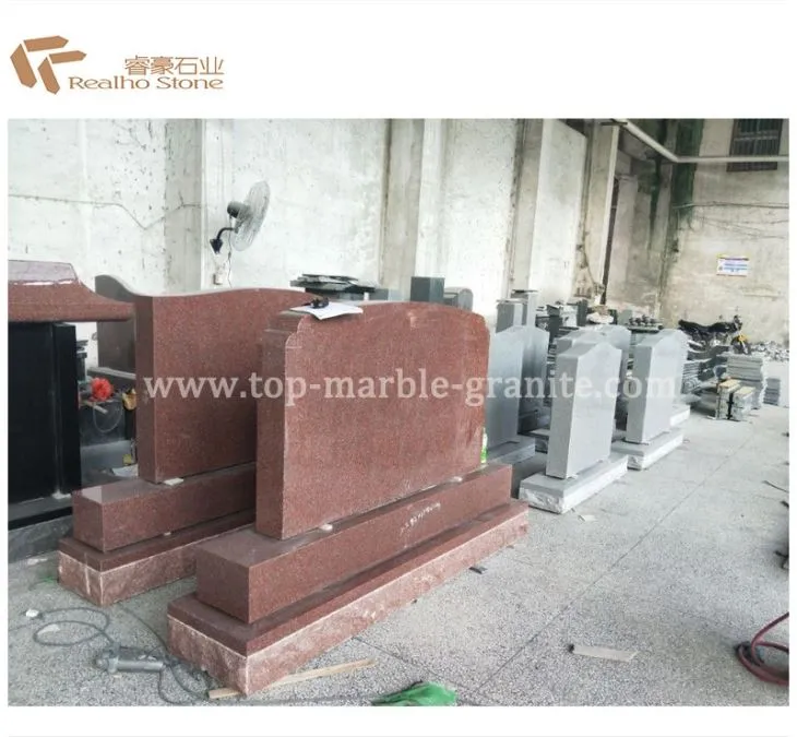 Americanstyle Red And Black Granite Headstone