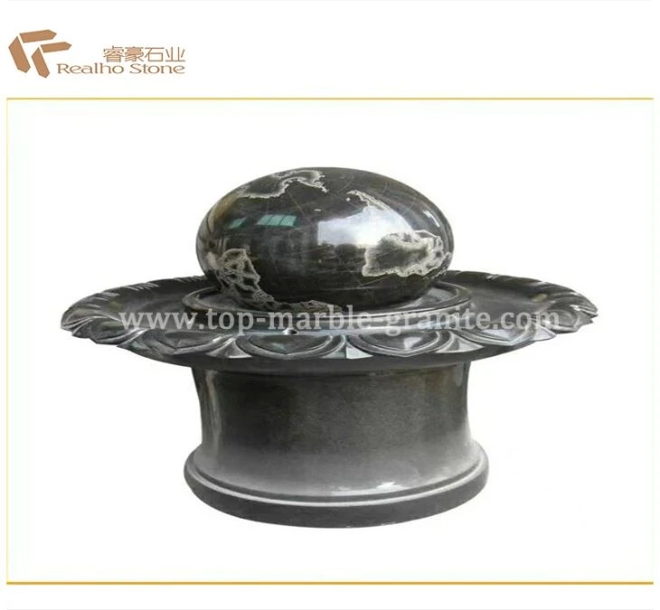Indoor Black Marble Rolling Fountain Ball